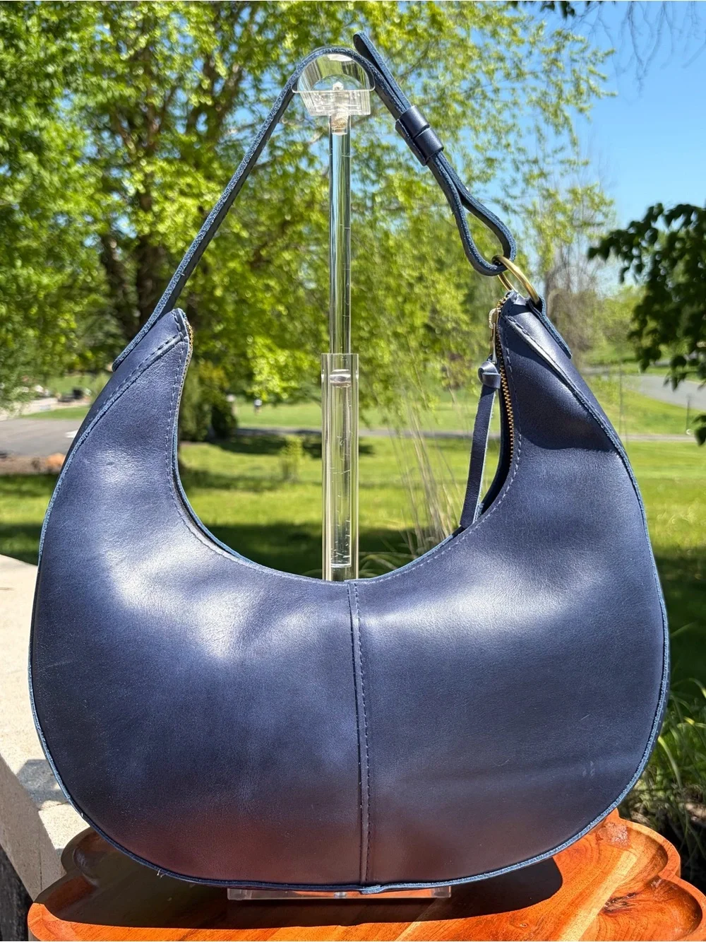 Portland Leather Nora Large Shoulder Bag Cowboy Blue Leather